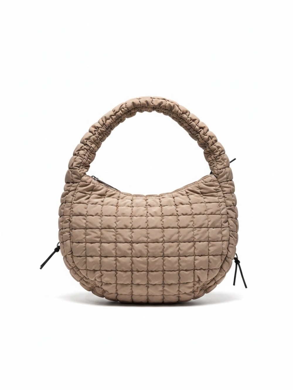 Quilted Puffer Shoulder Crossbody Taupe Everyday Lightweight Travel Bag
